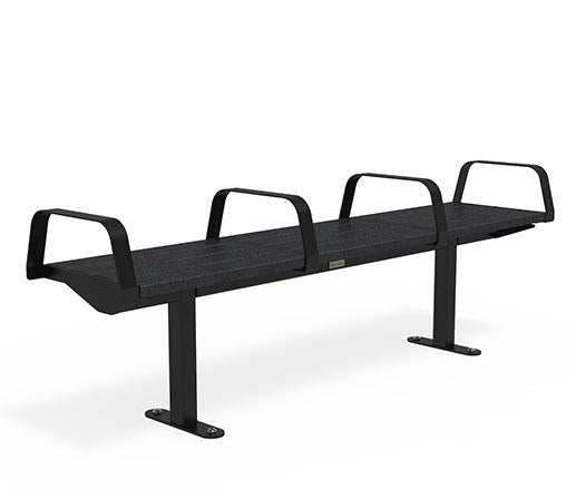Citi Elements Bench - Recycled Plastic - Black (RAL 9005) - All Arms