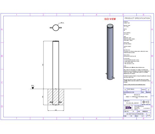 Essentials 304 Stainless Steel Bollard with Polished Cap - Specification 114mm