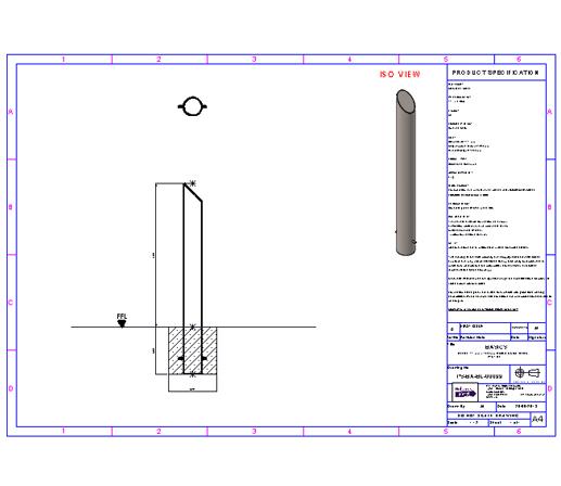 Essentials 304 Stainless Steel Mitre Top Bollard - Specification