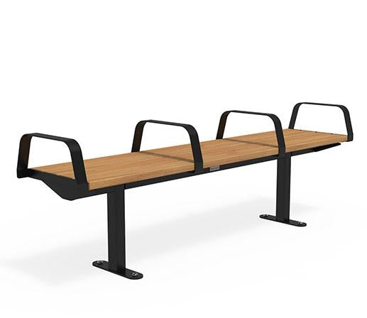 Citi Elements Bench - Hardwood - Black (RAL 9005) - All Arms