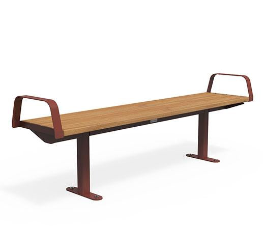 Red store wooden bench