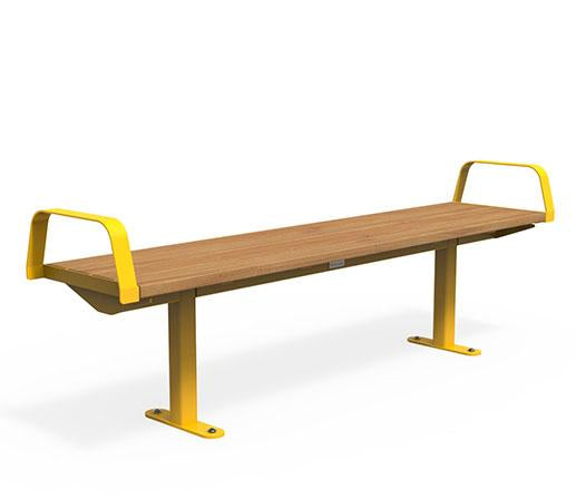 Yellow outlet wooden bench