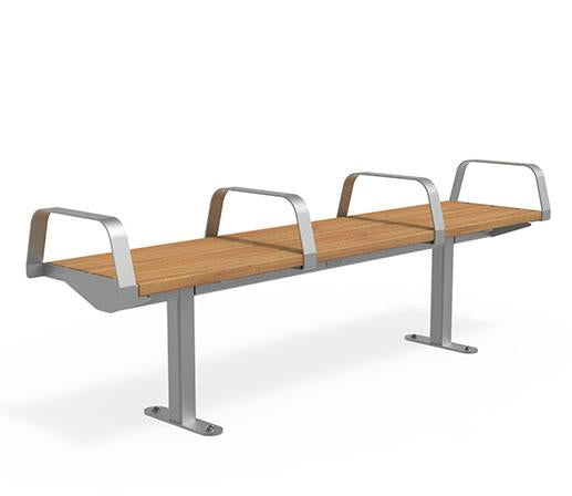 Citi Elements Bench - Hardwood - Stainless Steel - All Arms