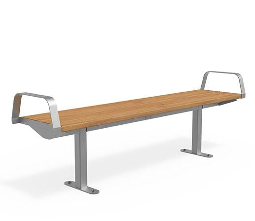 Citi Elements Bench - Hardwood - Stainless Steel - End Arms