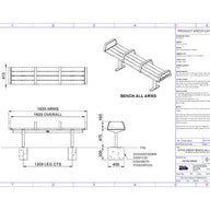 Citi Elements Bench with All Arms Specification - Recycled Plastic Powder Coated