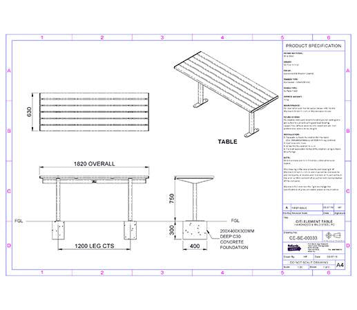 Citi Elements Table Specification - Hardwood Powder Coated