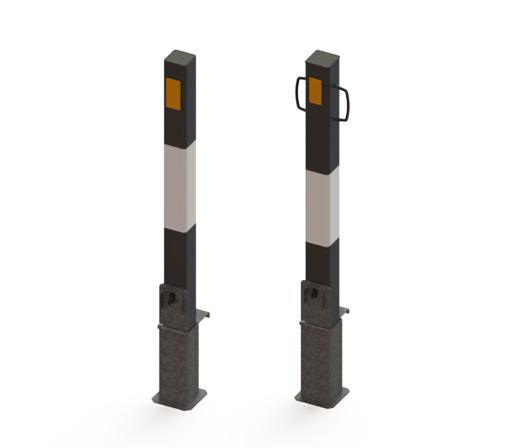 Steel lift out bollards with handles - high visibility bollards