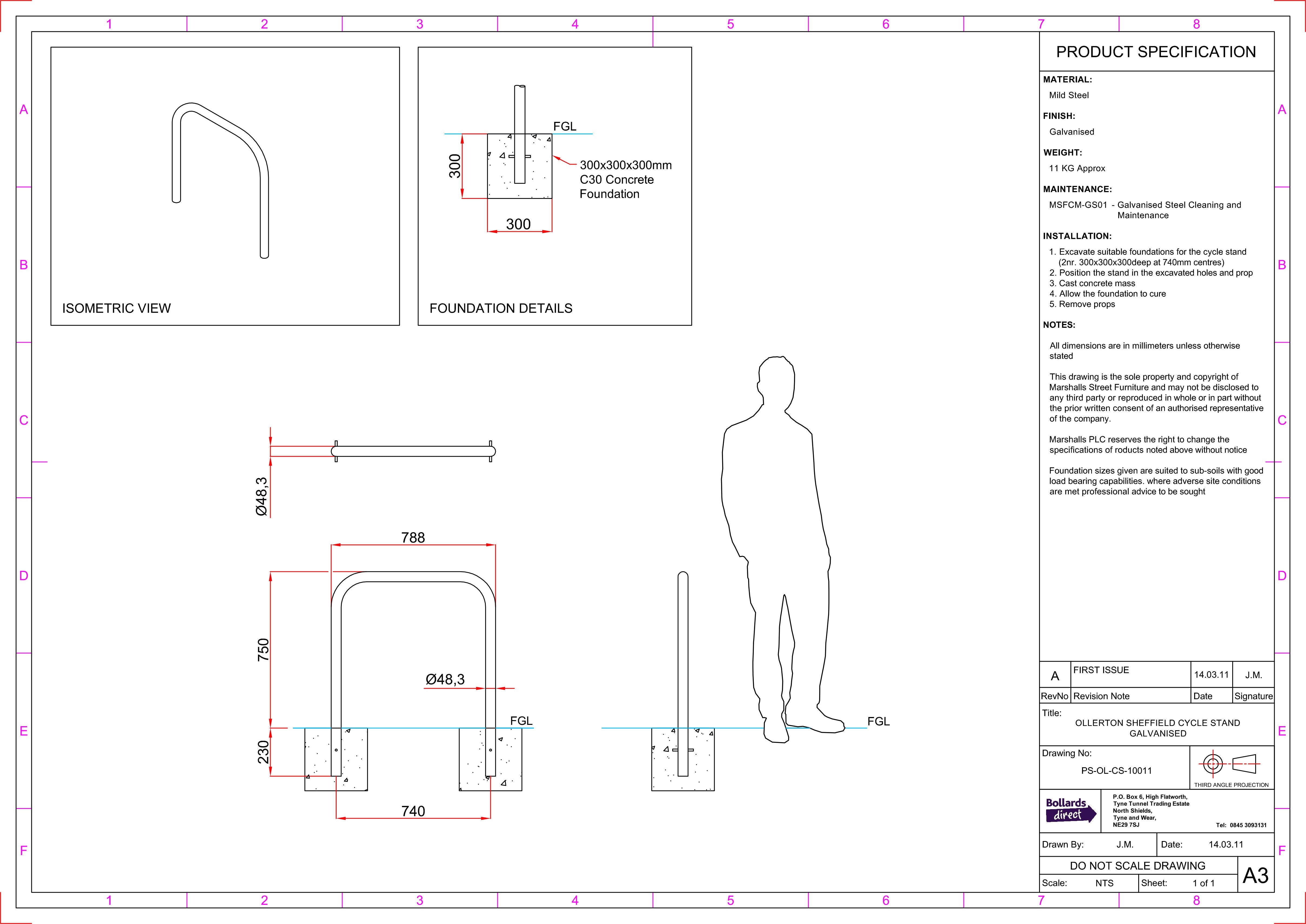 Ollerton Sheffield Galvanised Steel Cycle Stand