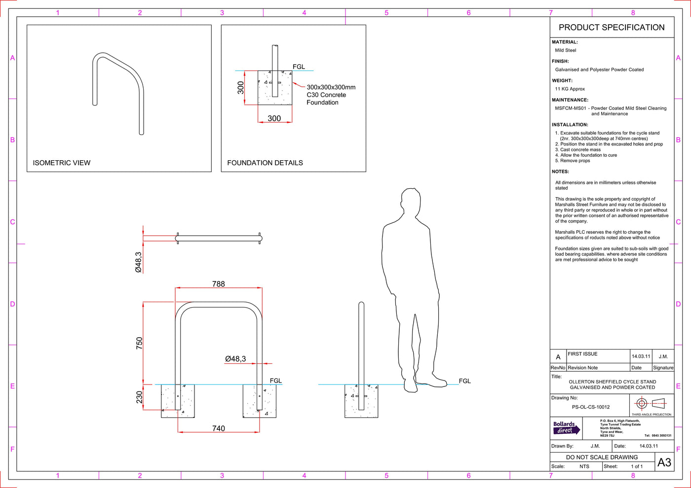 Ollerton Sheffield Steel Powder Coated Cycle Stand