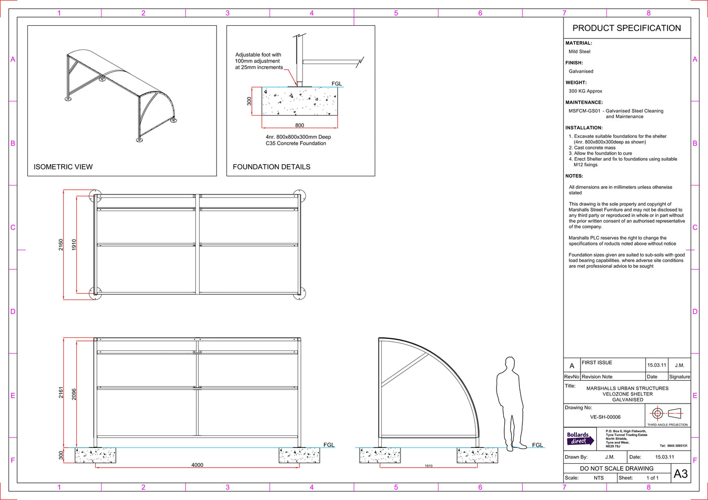 Urban Velozone Galvanised Steel Cycle Shelter