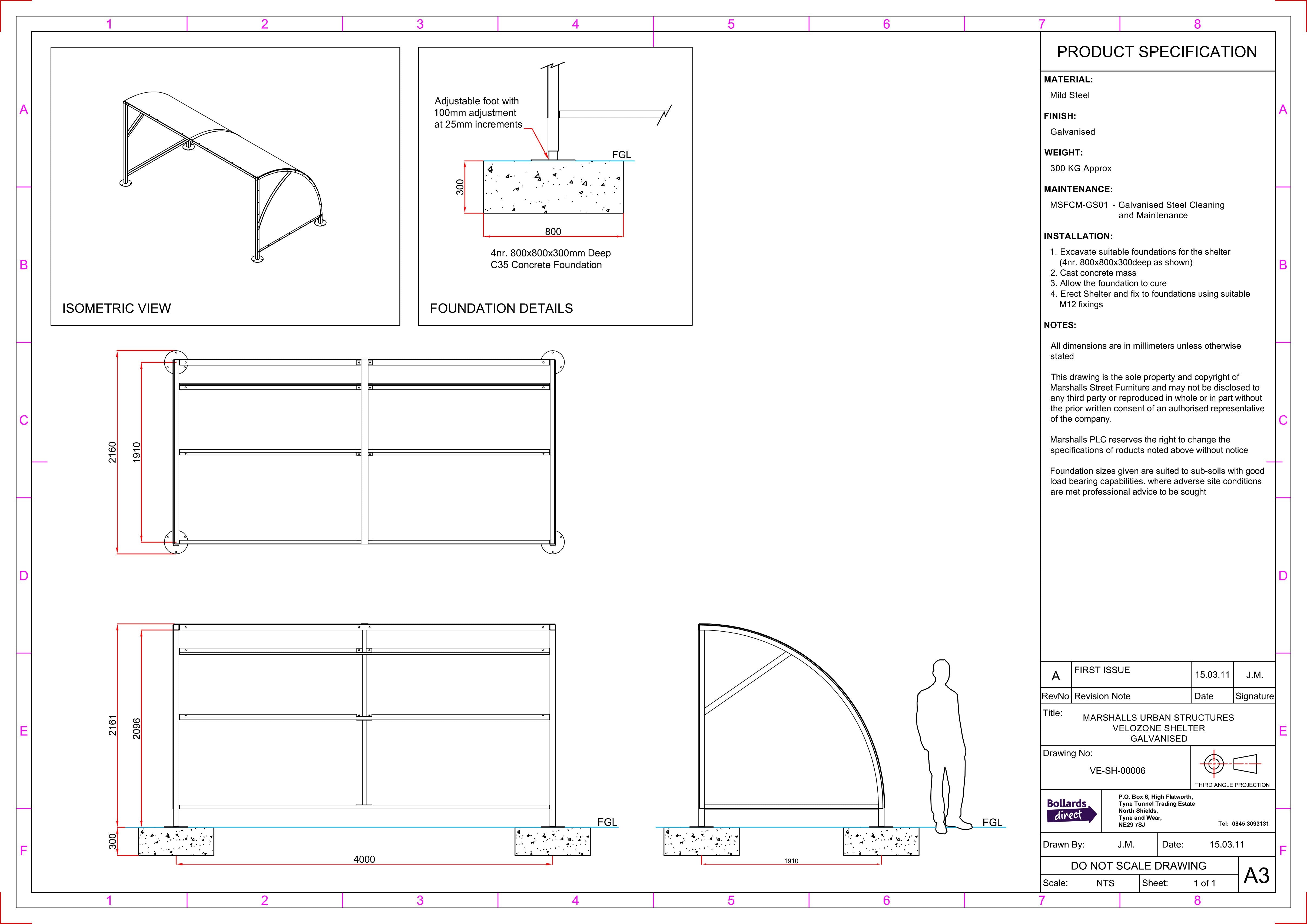 Urban Velozone Galvanised Steel Cycle Shelter